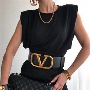 Zara Black Cropped Elasticated Waist, Sleeveless